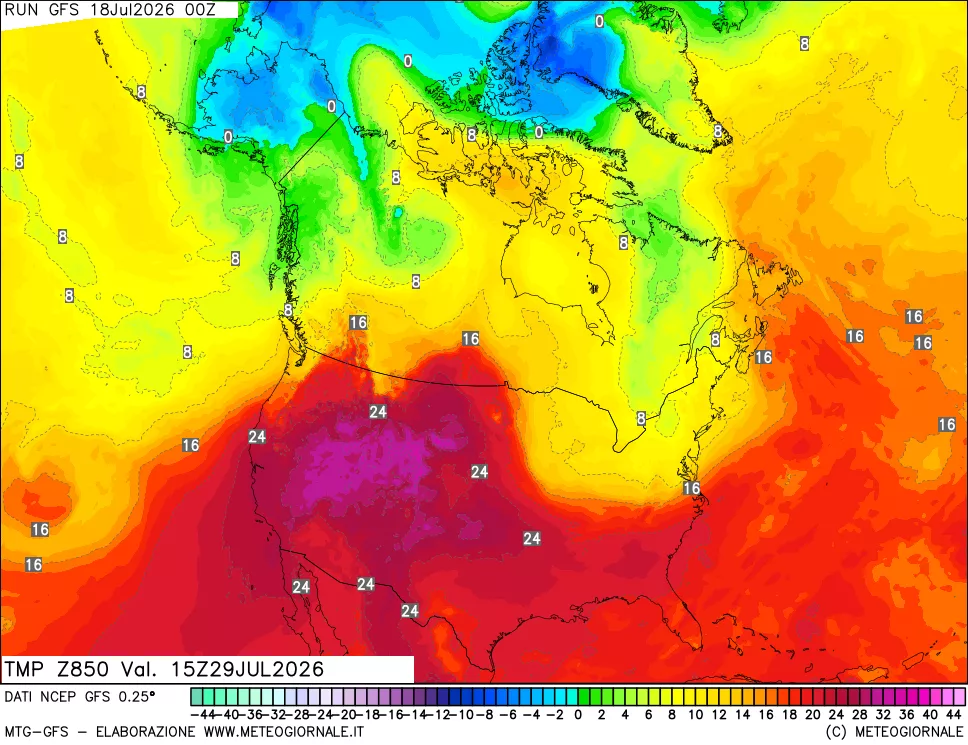 mappa 850 hPa Temp