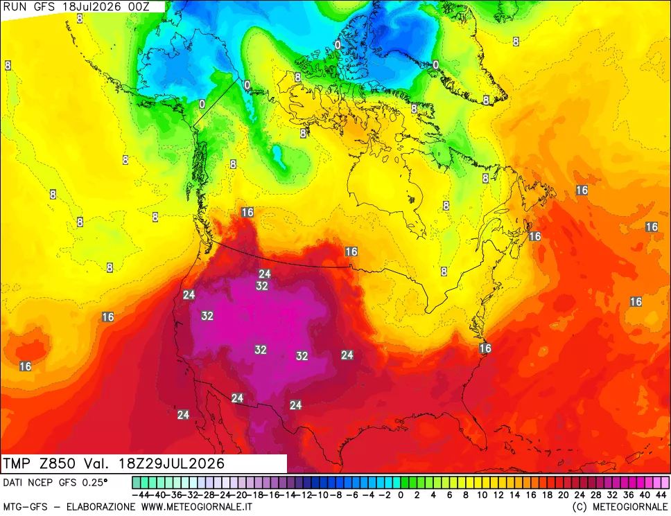 mappa 850 hPa Temp