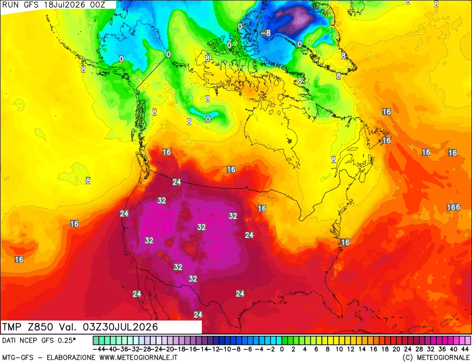 mappa 850 hPa Temp
