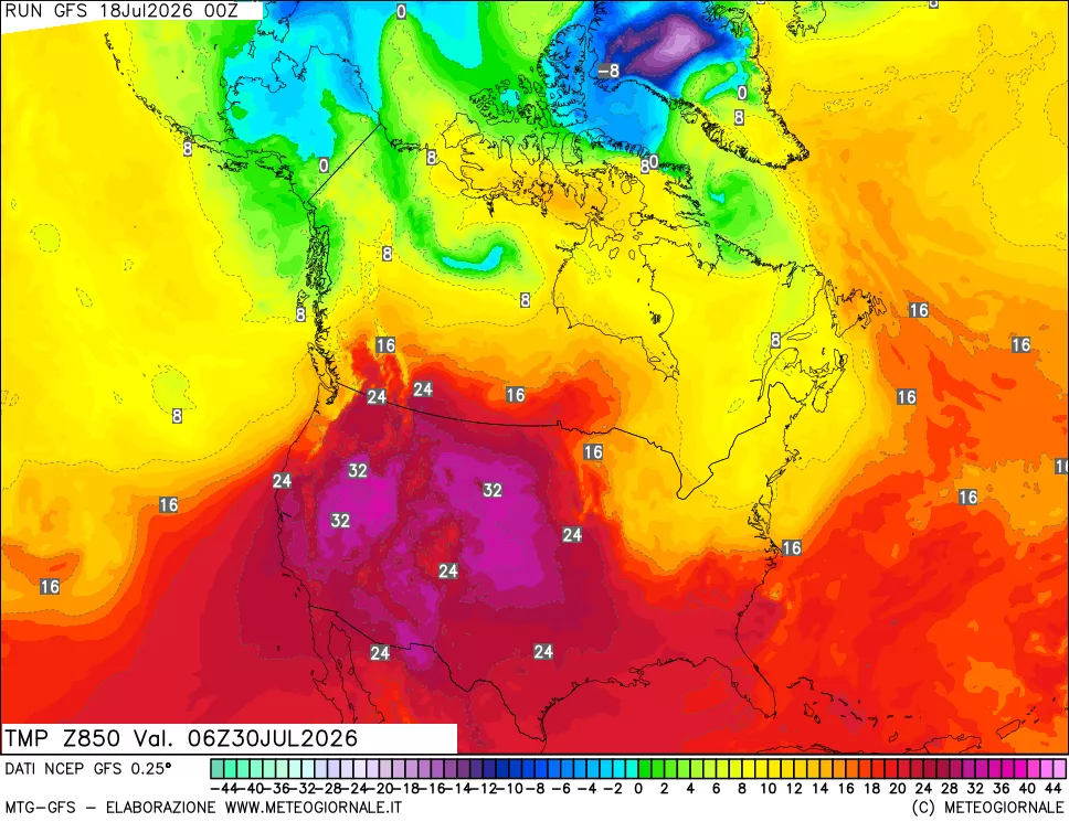 mappa 850 hPa Temp