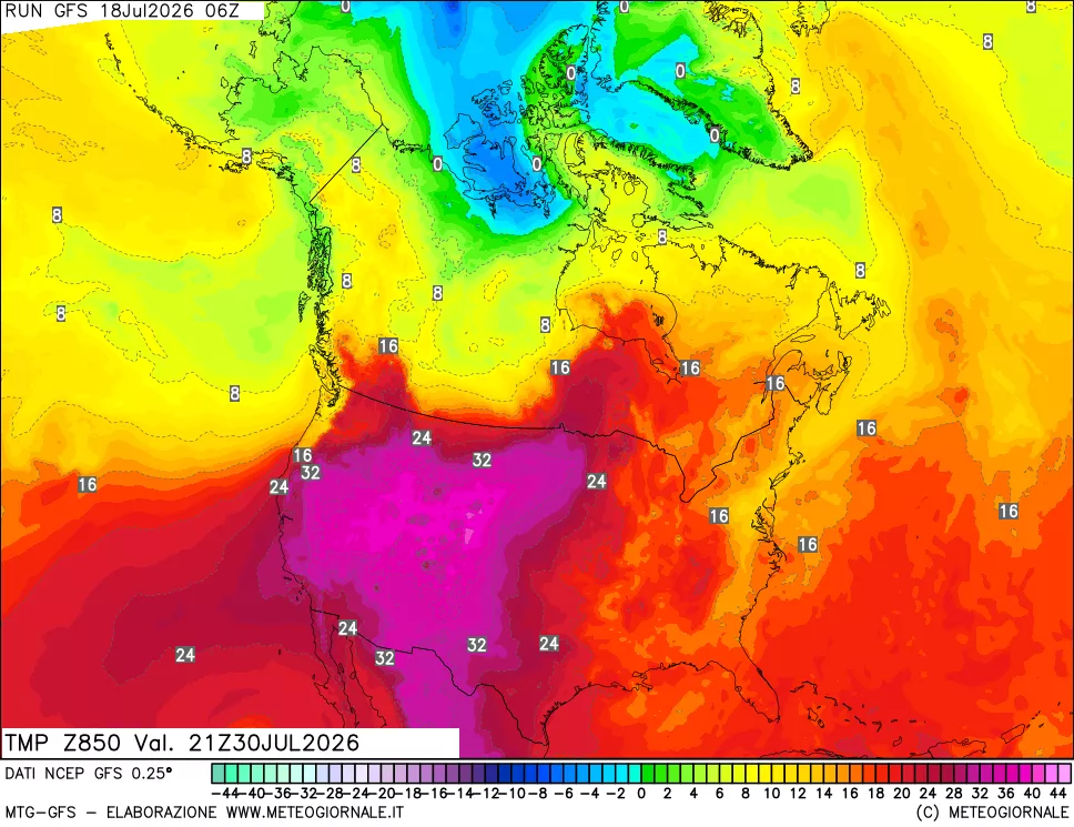 mappa 850 hPa Temp