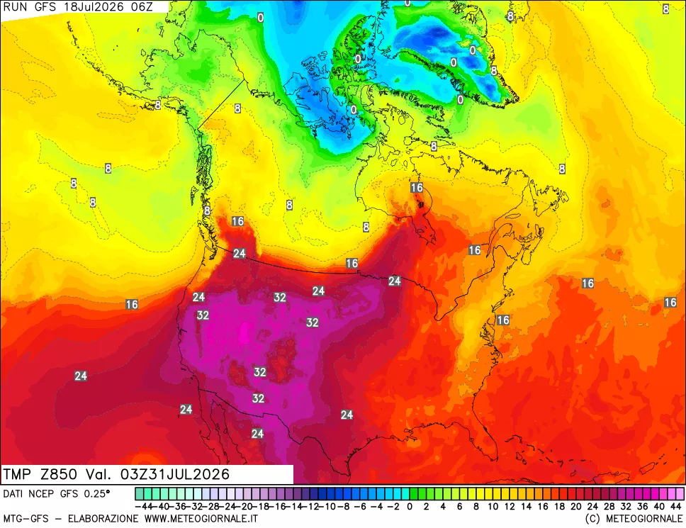 mappa 850 hPa Temp