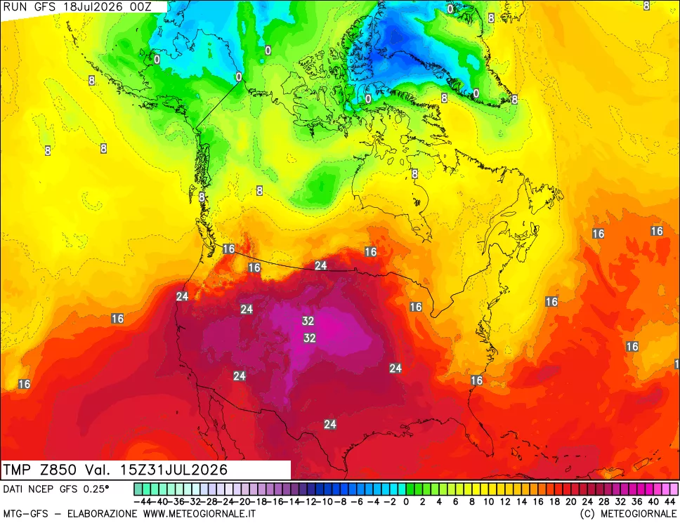 mappa 850 hPa Temp