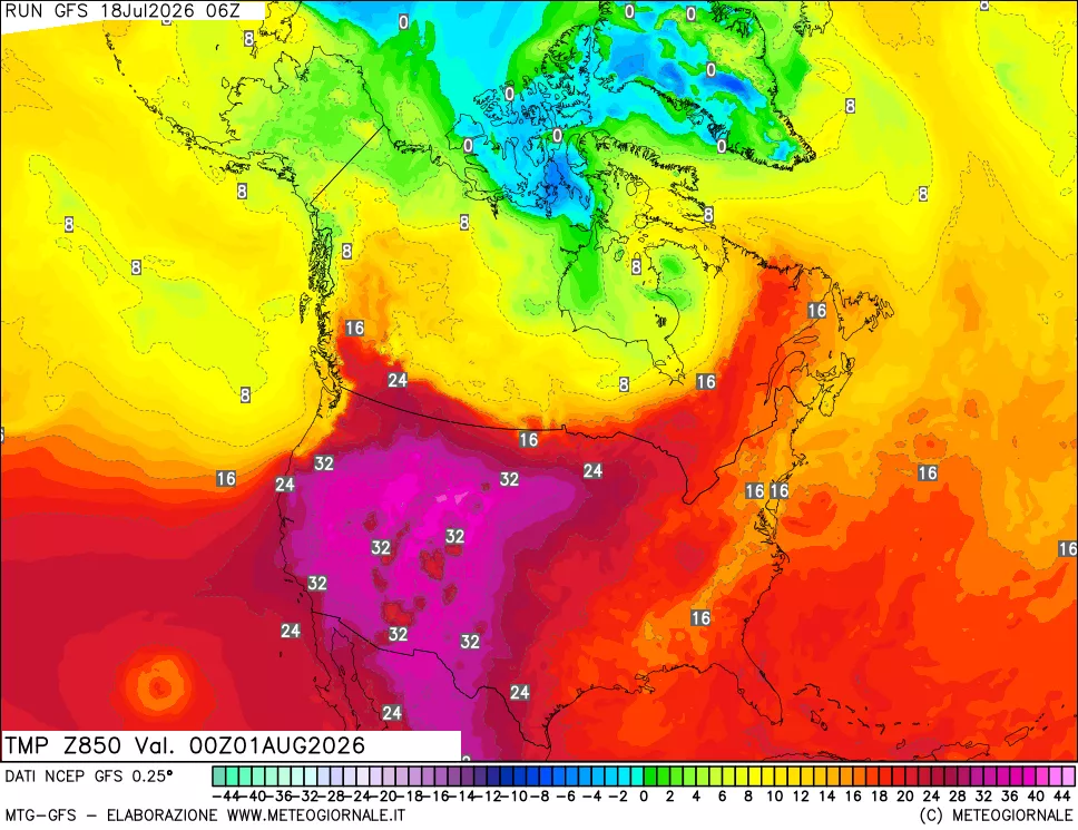 mappa 850 hPa Temp