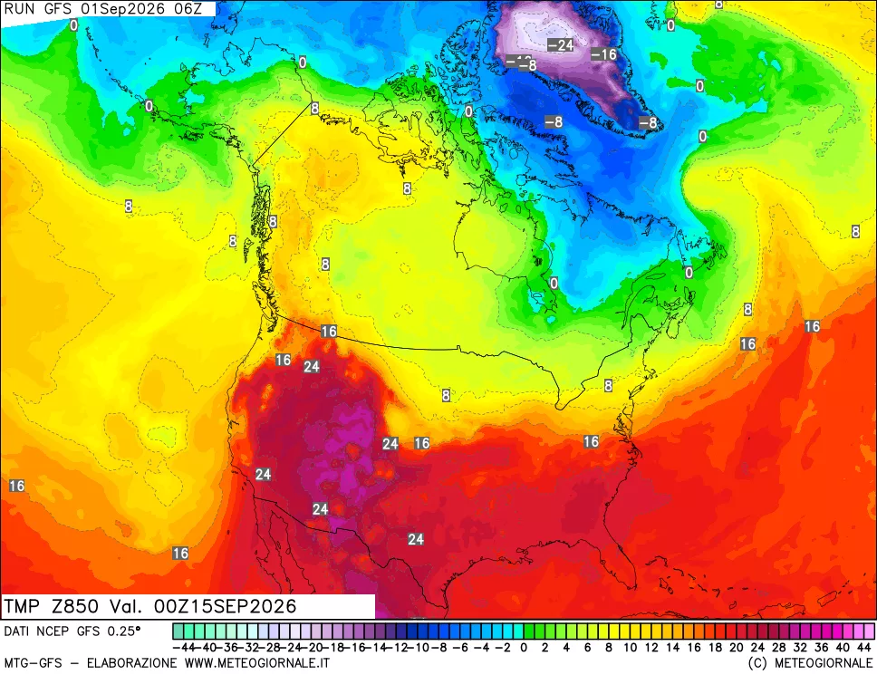 mappa 850 hPa Temp
