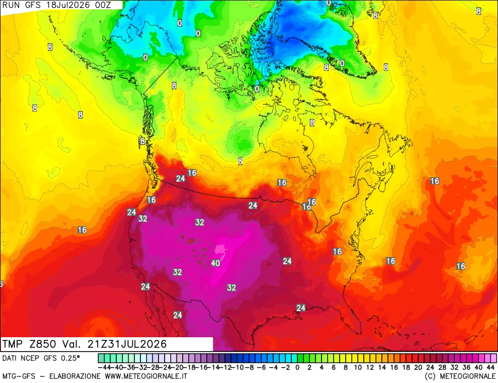 mappa 850 hPa Temp