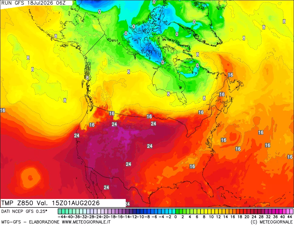 mappa 850 hPa Temp