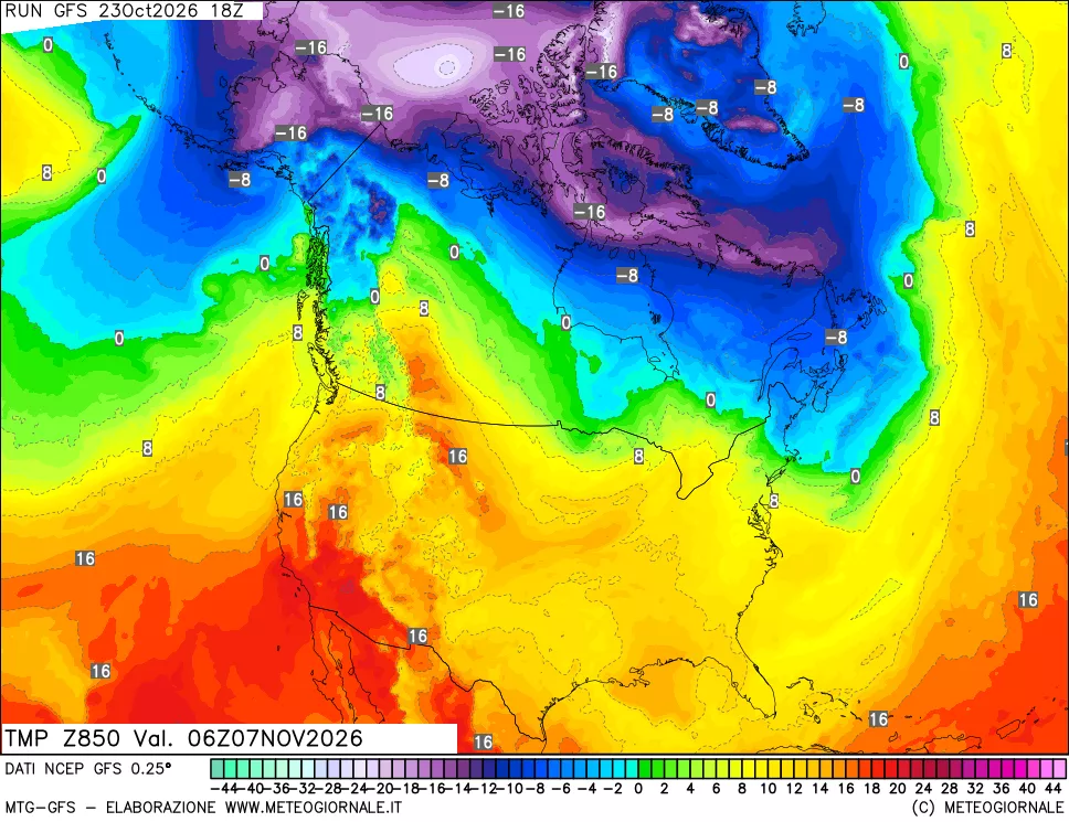 mappa 850 hPa Temp
