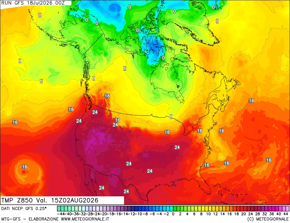 mappa 850 hPa Temp