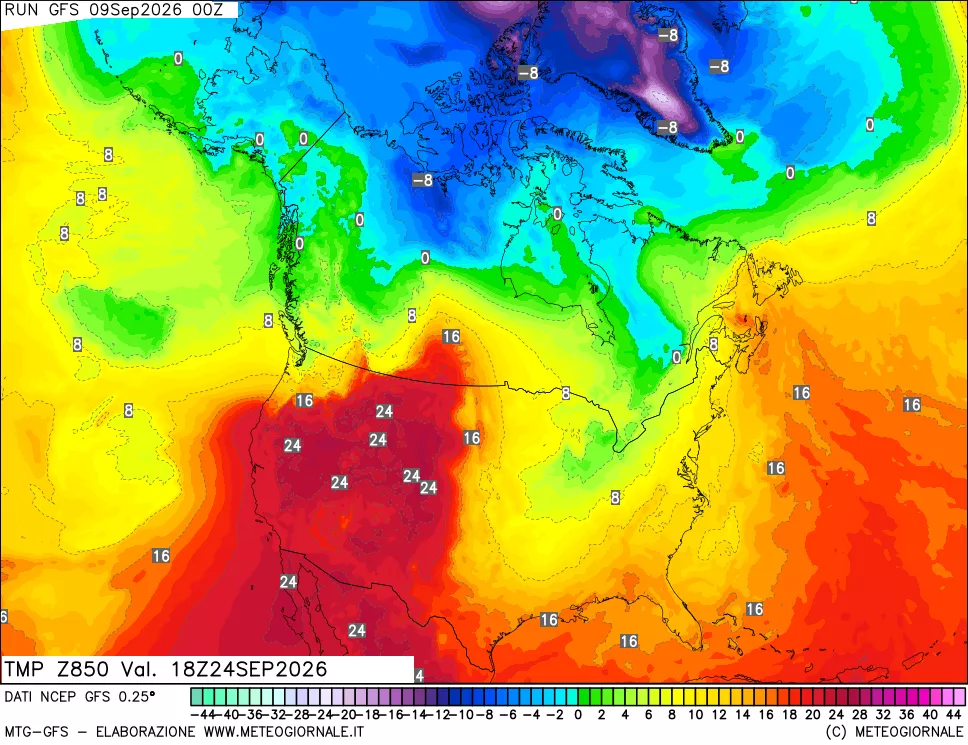 mappa 850 hPa Temp