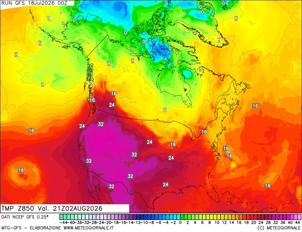 mappa 850 hPa Temp