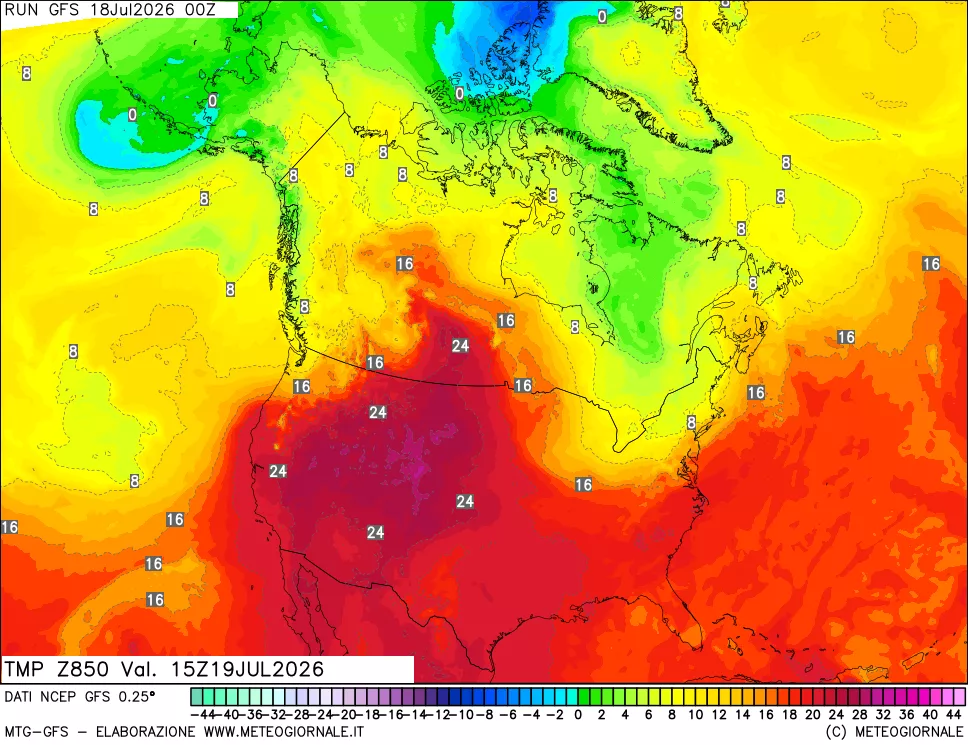 mappa 850 hPa Temp