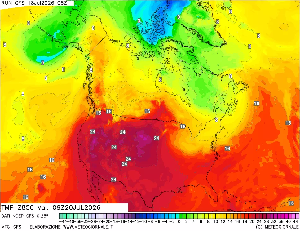 mappa 850 hPa Temp