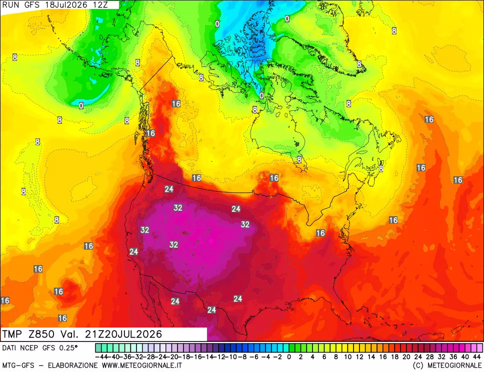 mappa 850 hPa Temp