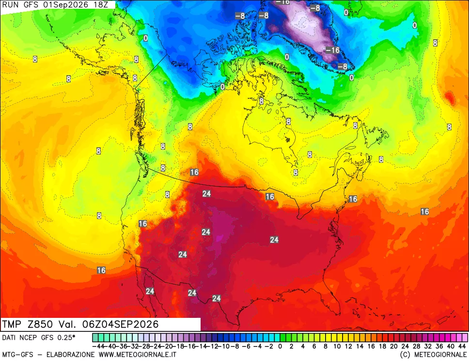 mappa 850 hPa Temp