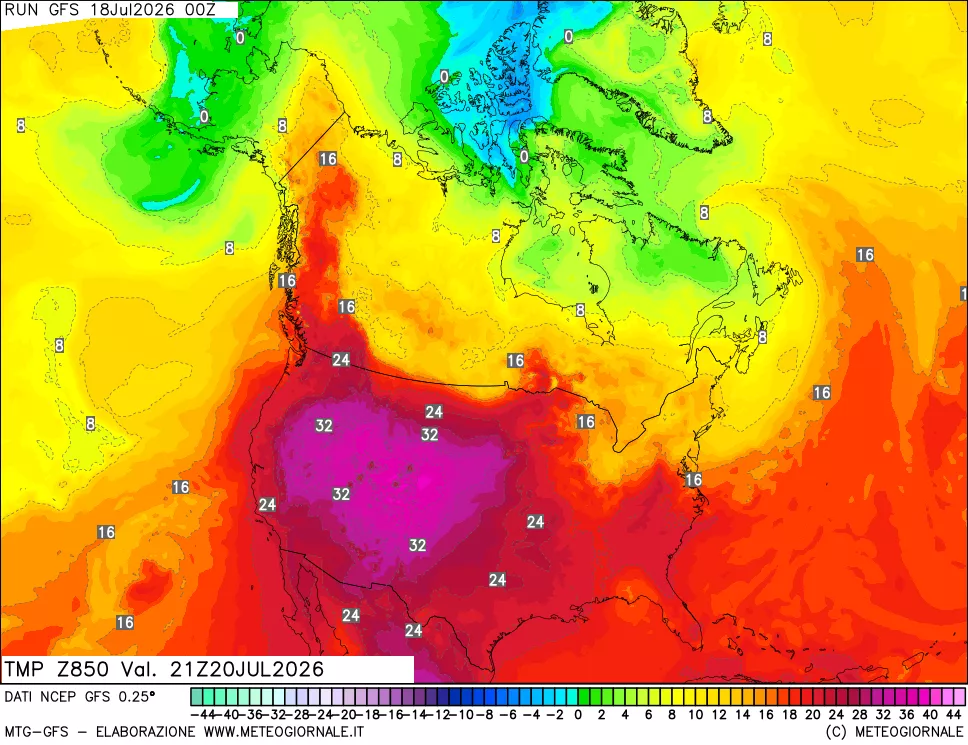 mappa 850 hPa Temp