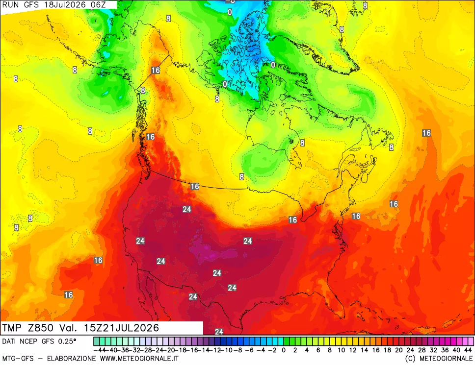 mappa 850 hPa Temp