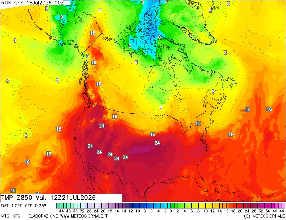 mappa 850 hPa Temp