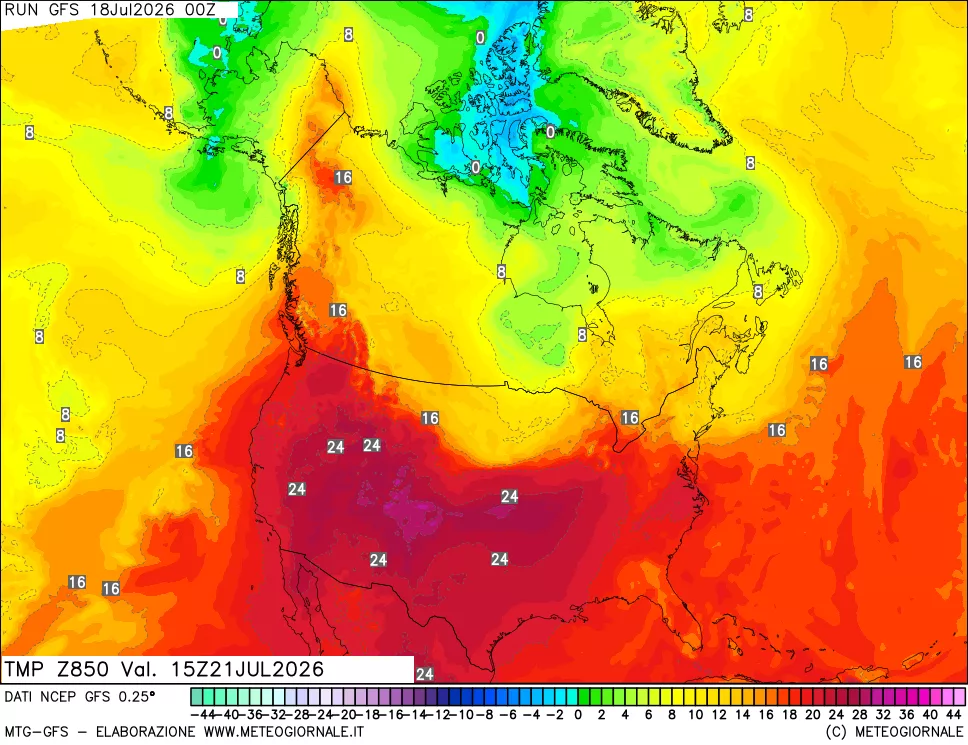 mappa 850 hPa Temp
