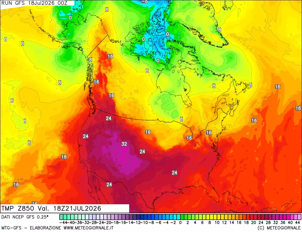 mappa 850 hPa Temp
