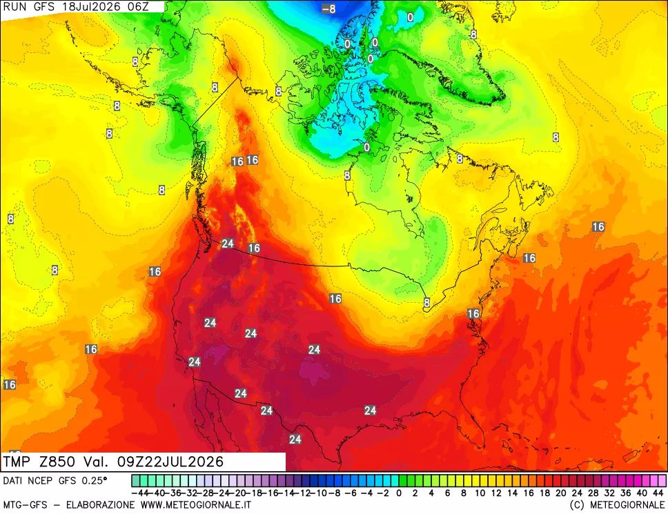 mappa 850 hPa Temp