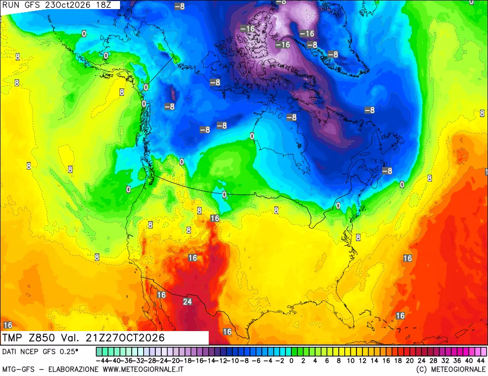 mappa 850 hPa Temp