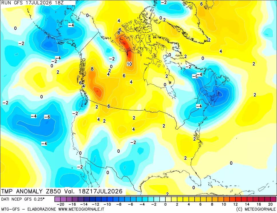 mappa 850 hPa Temp Anomaly vs Cli.No 1981-2010