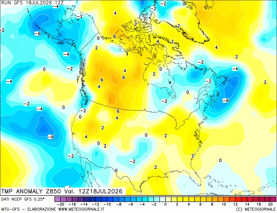 mappa 850 hPa Temp Anomaly vs Cli.No 1981-2010