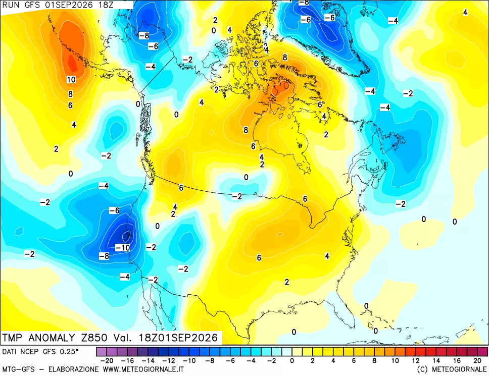 mappa 850 hPa Temp Anomaly vs Cli.No 1981-2010