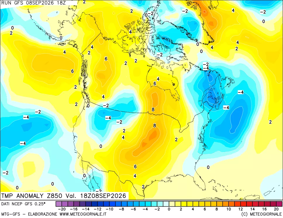 mappa 850 hPa Temp Anomaly vs Cli.No 1981-2010