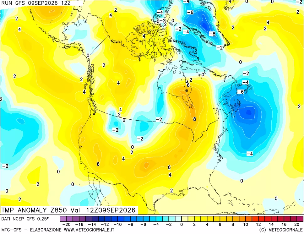 mappa 850 hPa Temp Anomaly vs Cli.No 1981-2010