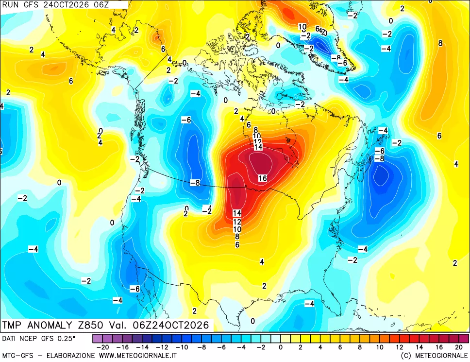 mappa 850 hPa Temp Anomaly vs Cli.No 1981-2010