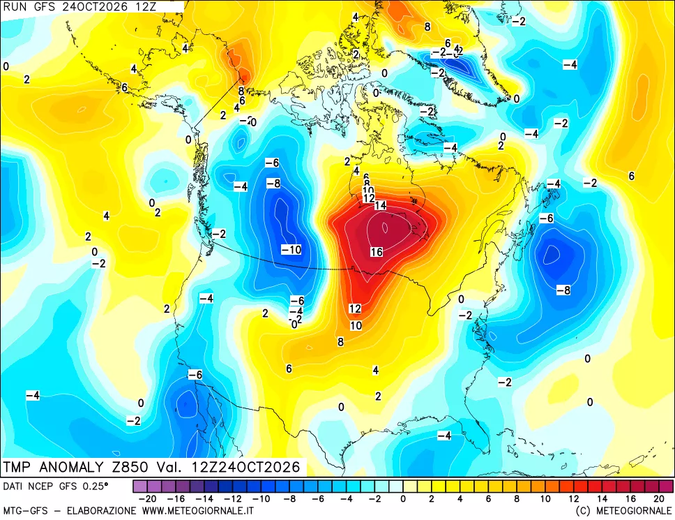 mappa 850 hPa Temp Anomaly vs Cli.No 1981-2010