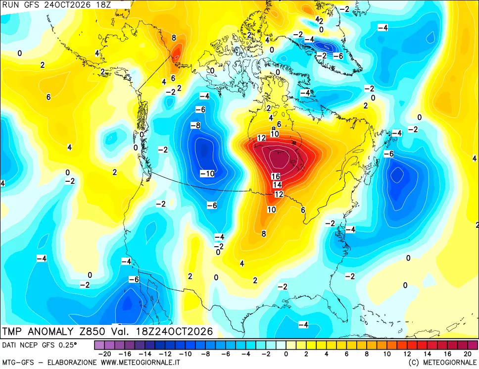 mappa 850 hPa Temp Anomaly vs Cli.No 1981-2010