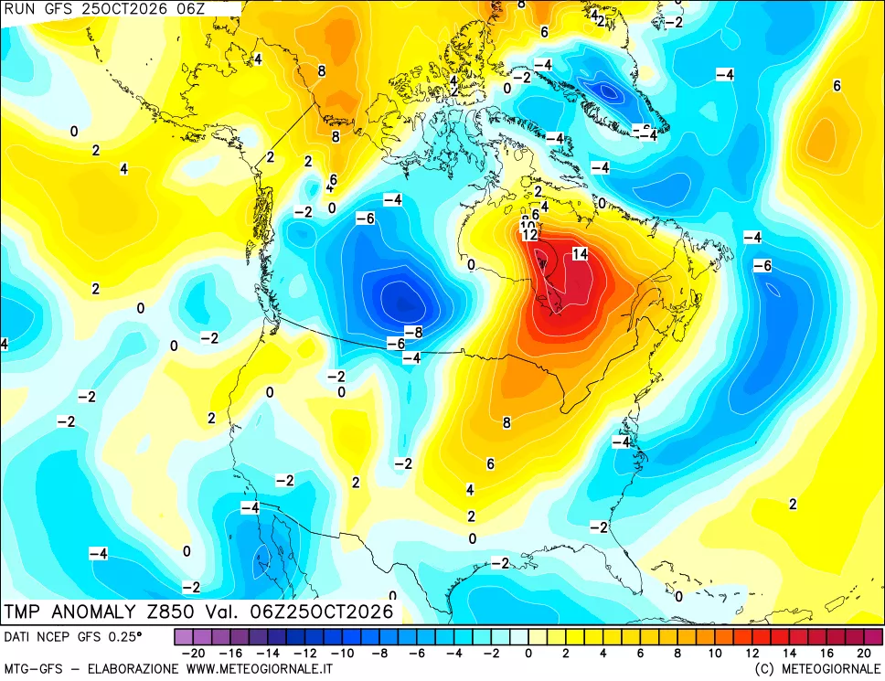 mappa 850 hPa Temp Anomaly vs Cli.No 1981-2010