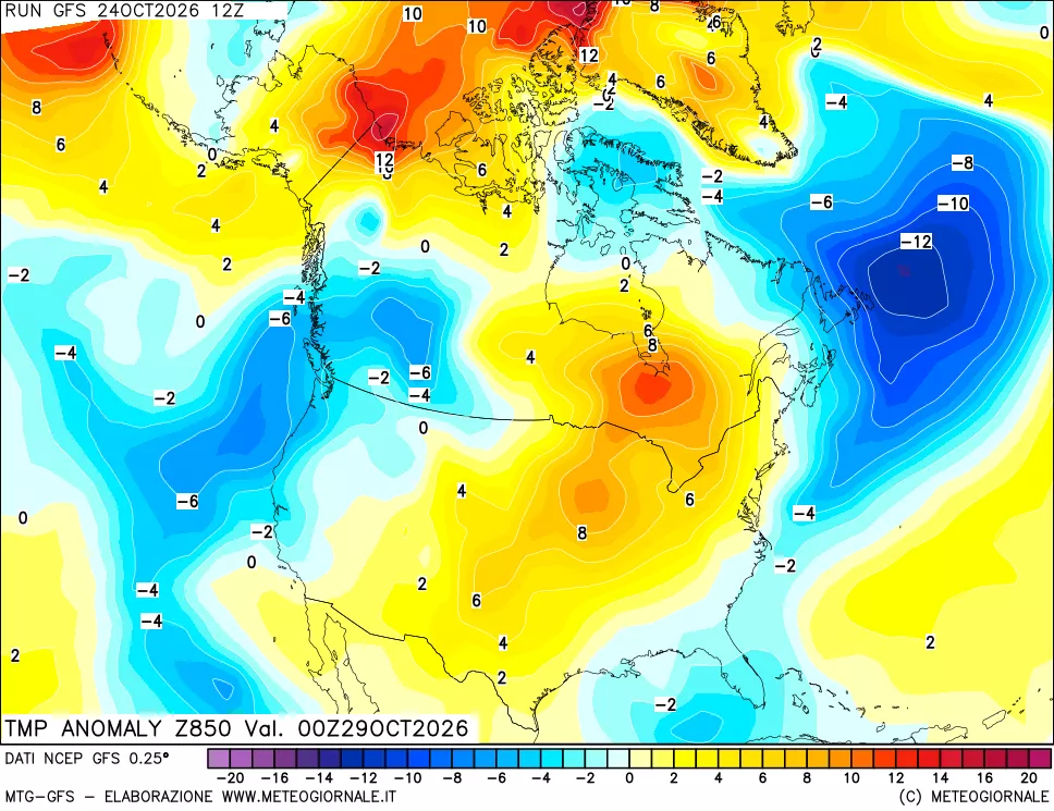 mappa 850 hPa Temp Anomaly vs Cli.No 1981-2010