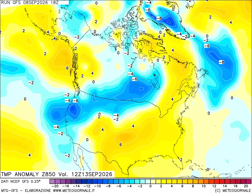 mappa 850 hPa Temp Anomaly vs Cli.No 1981-2010