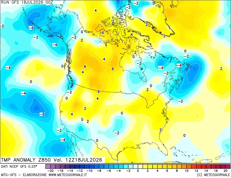 mappa 850 hPa Temp Anomaly vs Cli.No 1981-2010