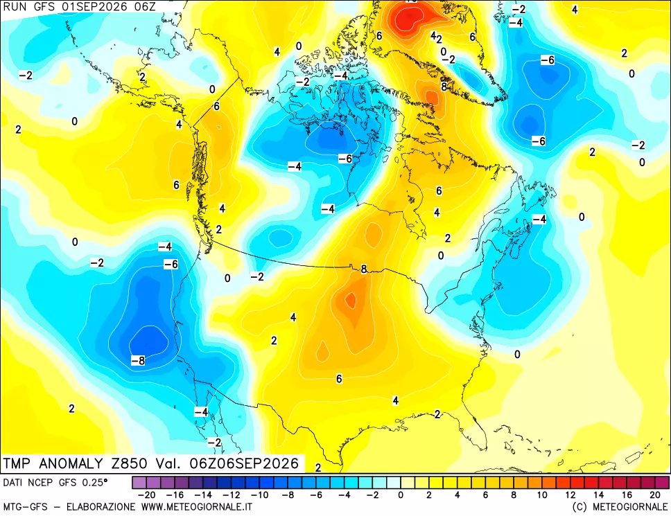 mappa 850 hPa Temp Anomaly vs Cli.No 1981-2010