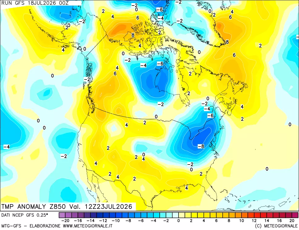mappa 850 hPa Temp Anomaly vs Cli.No 1981-2010