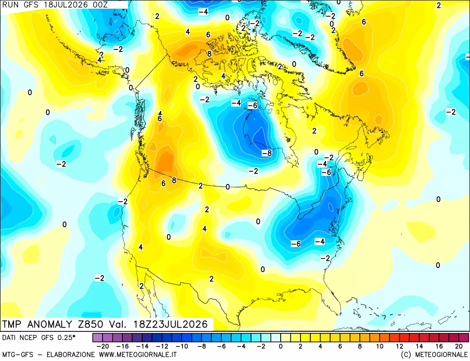 mappa 850 hPa Temp Anomaly vs Cli.No 1981-2010