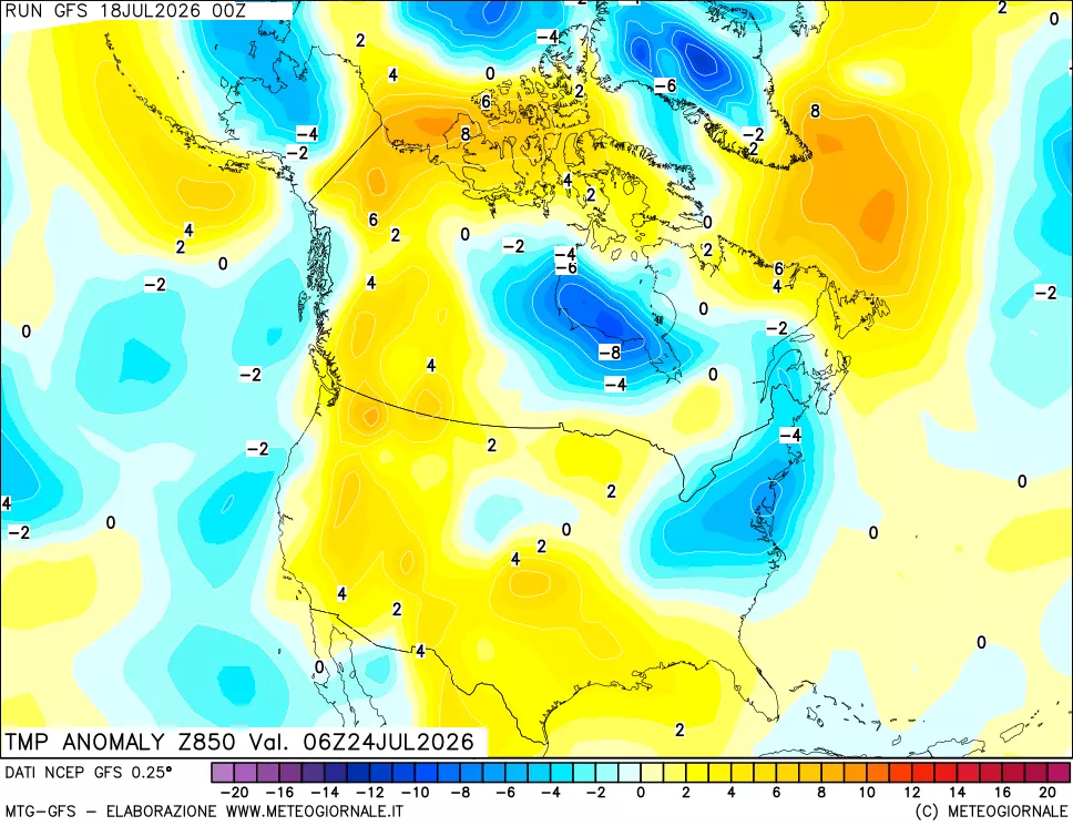 mappa 850 hPa Temp Anomaly vs Cli.No 1981-2010