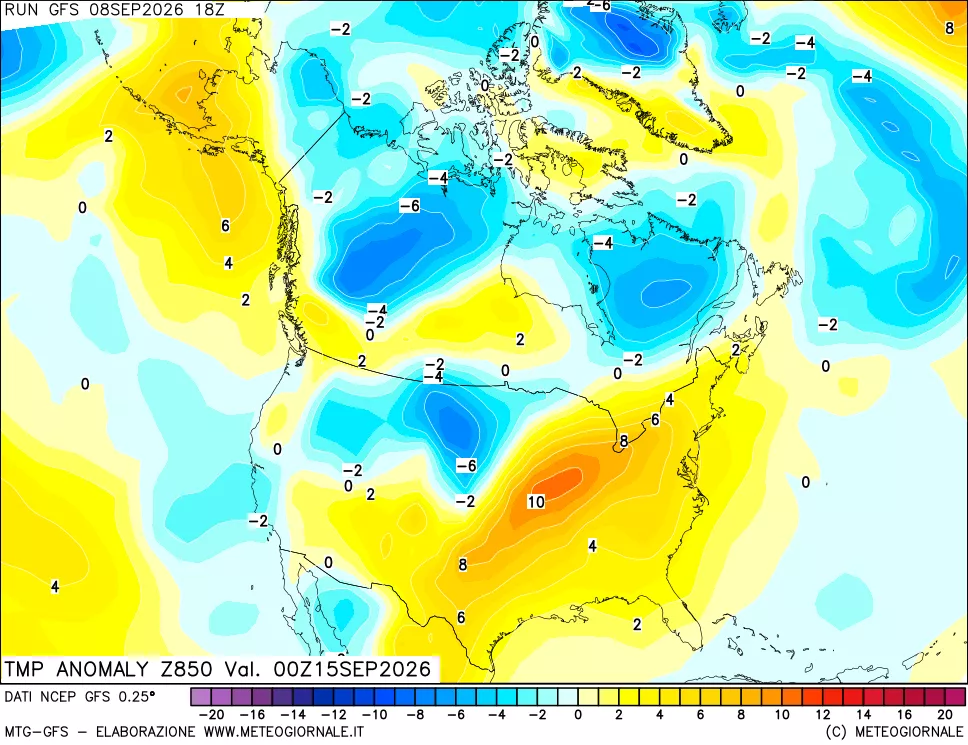 mappa 850 hPa Temp Anomaly vs Cli.No 1981-2010