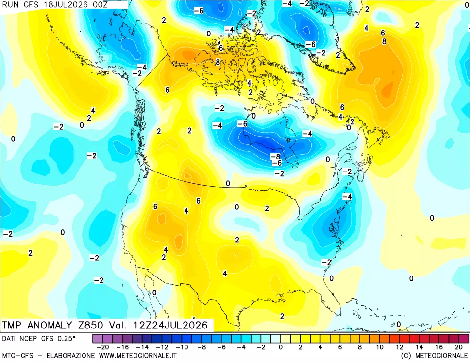 mappa 850 hPa Temp Anomaly vs Cli.No 1981-2010