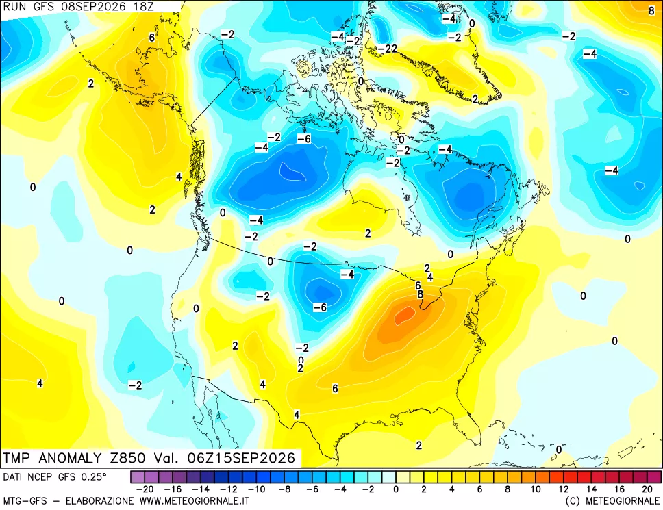 mappa 850 hPa Temp Anomaly vs Cli.No 1981-2010