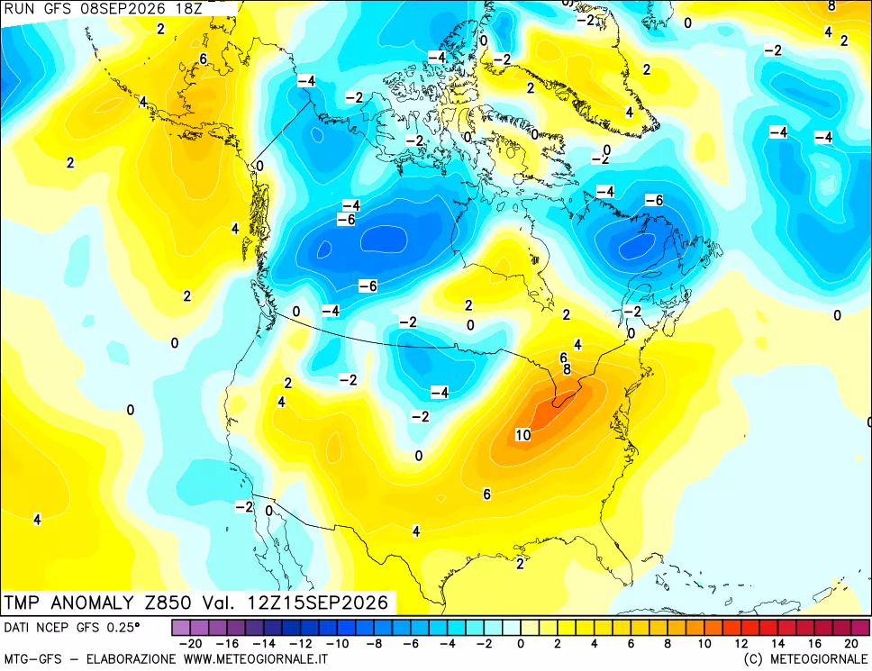 mappa 850 hPa Temp Anomaly vs Cli.No 1981-2010