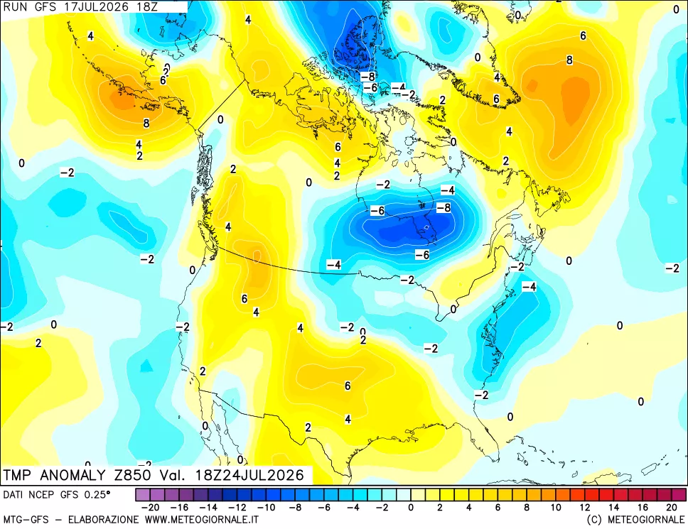 mappa 850 hPa Temp Anomaly vs Cli.No 1981-2010