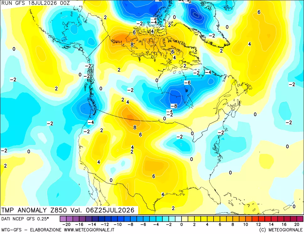 mappa 850 hPa Temp Anomaly vs Cli.No 1981-2010