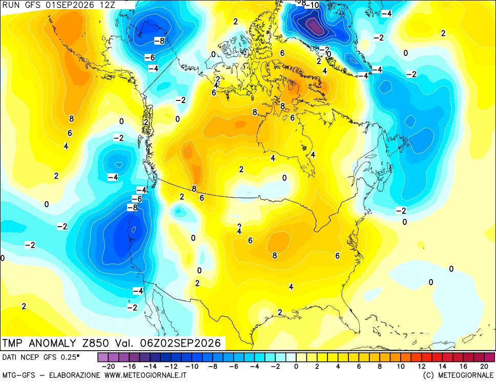 mappa 850 hPa Temp Anomaly vs Cli.No 1981-2010