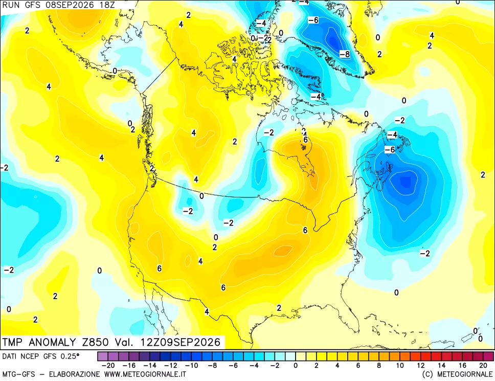 mappa 850 hPa Temp Anomaly vs Cli.No 1981-2010